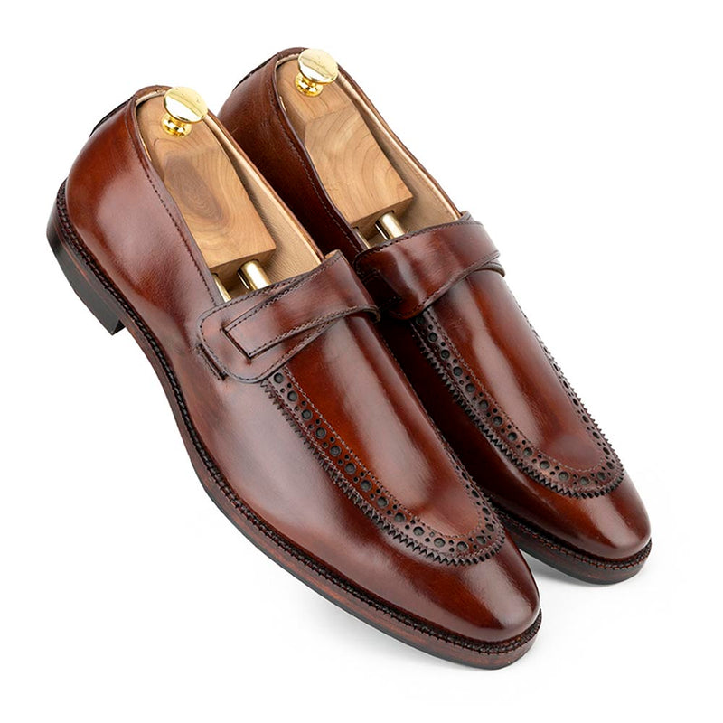 Cognac Patina High Shine Butterfly Loafers