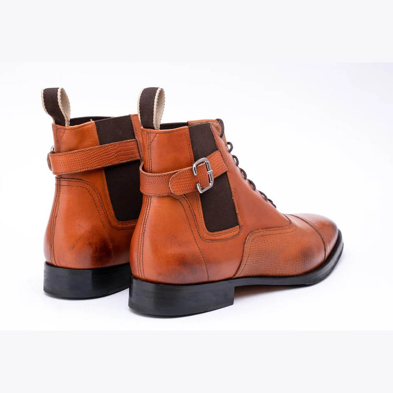 Tan Oxford Chelsea Boot With Strap