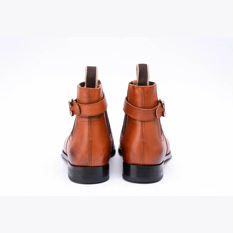 Tan Oxford Chelsea Boot With Strap