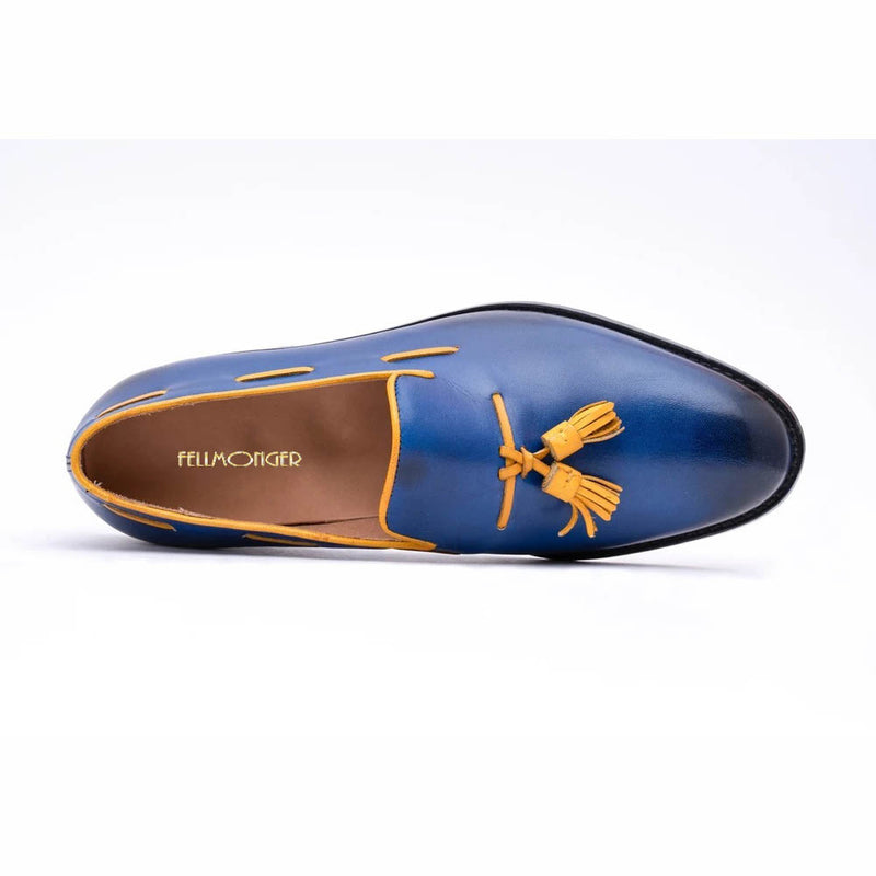 Blue Loafers with Yellow Tassels