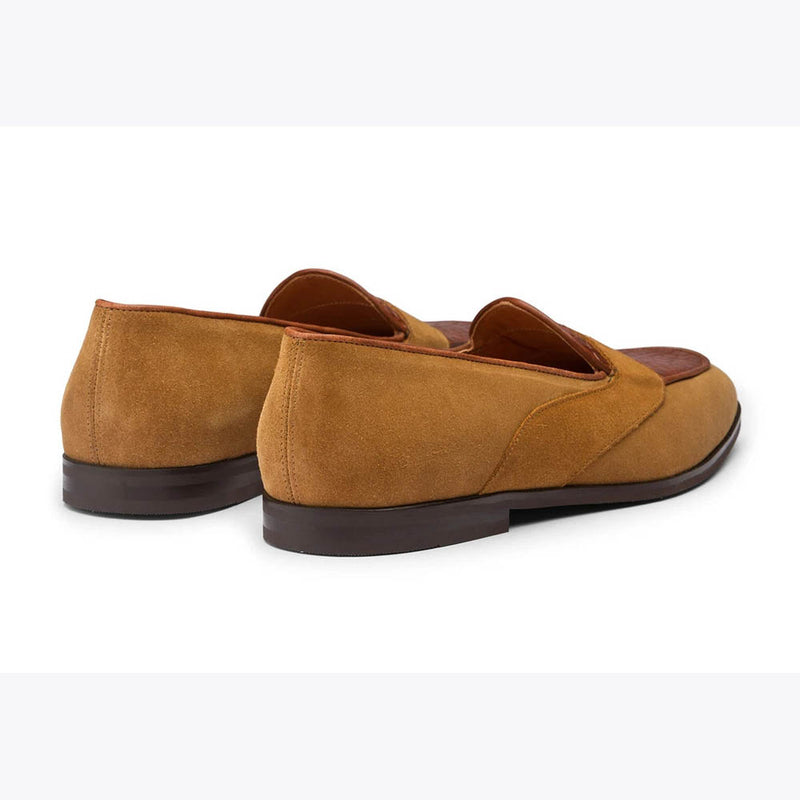Suede Belgian Loafers with Croco Detail