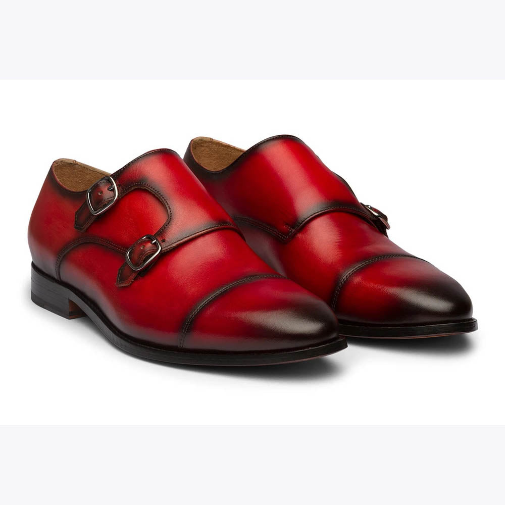 Red monk strap shoes Clearance