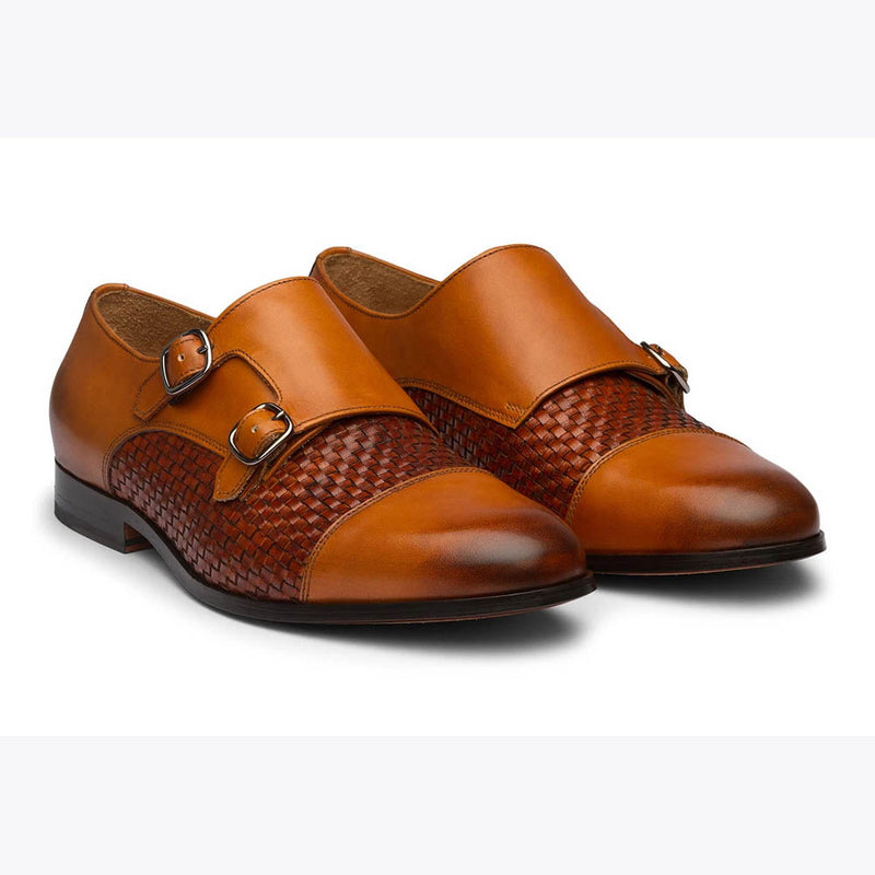 Tan Monk Strap With Woven Texture