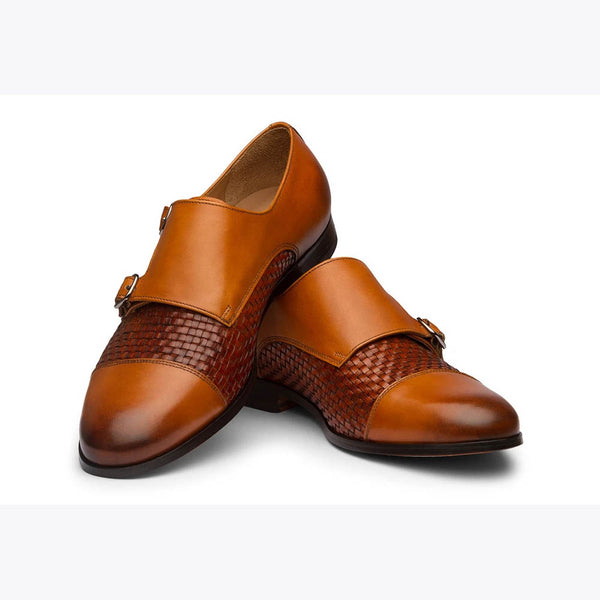 Tan Monk Strap With Woven Texture
