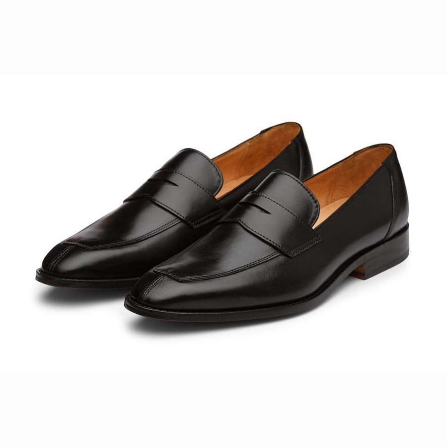 Black Square Toe Penny Loafers with Split toe