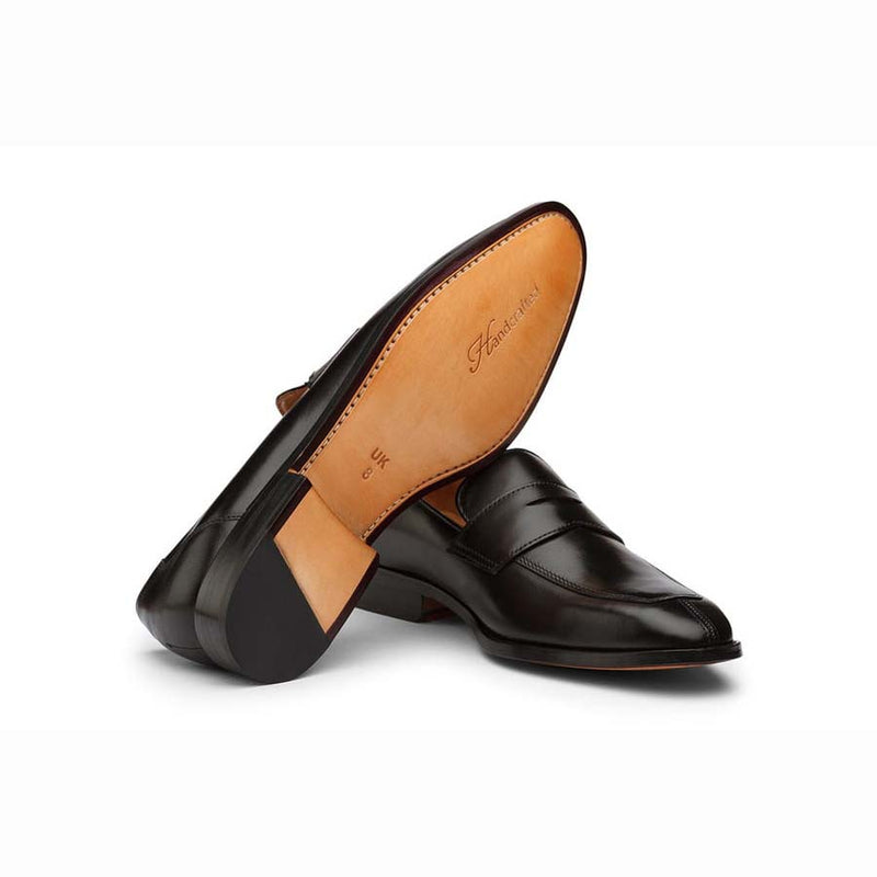 Black Square Toe Penny Loafers with Split toe