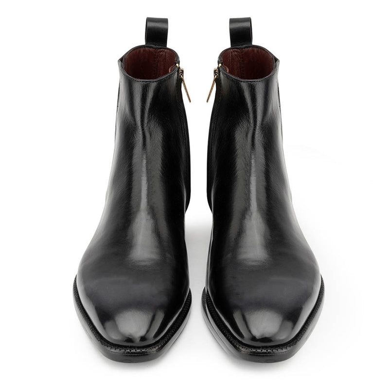 Black Glossed Zip Boots
