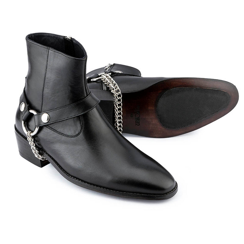 Black Hybrid Chain Boots
