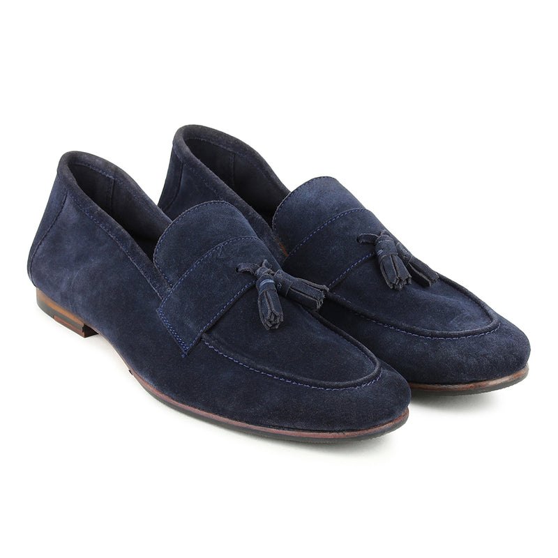 Blue Suede Unlined Supersoft City Tassel Loafers