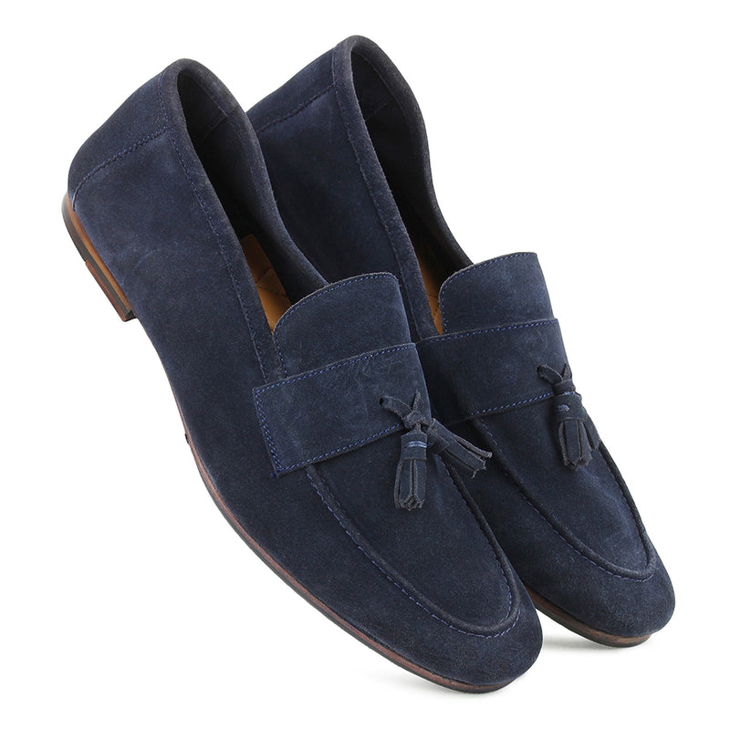 Blue Suede Unlined Supersoft City Tassel Loafers