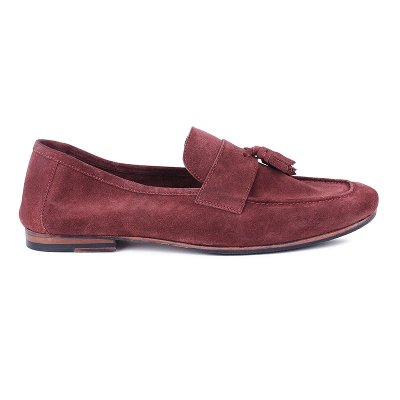 Burgundy Suede Unlined Supersoft City Tassel Loafers