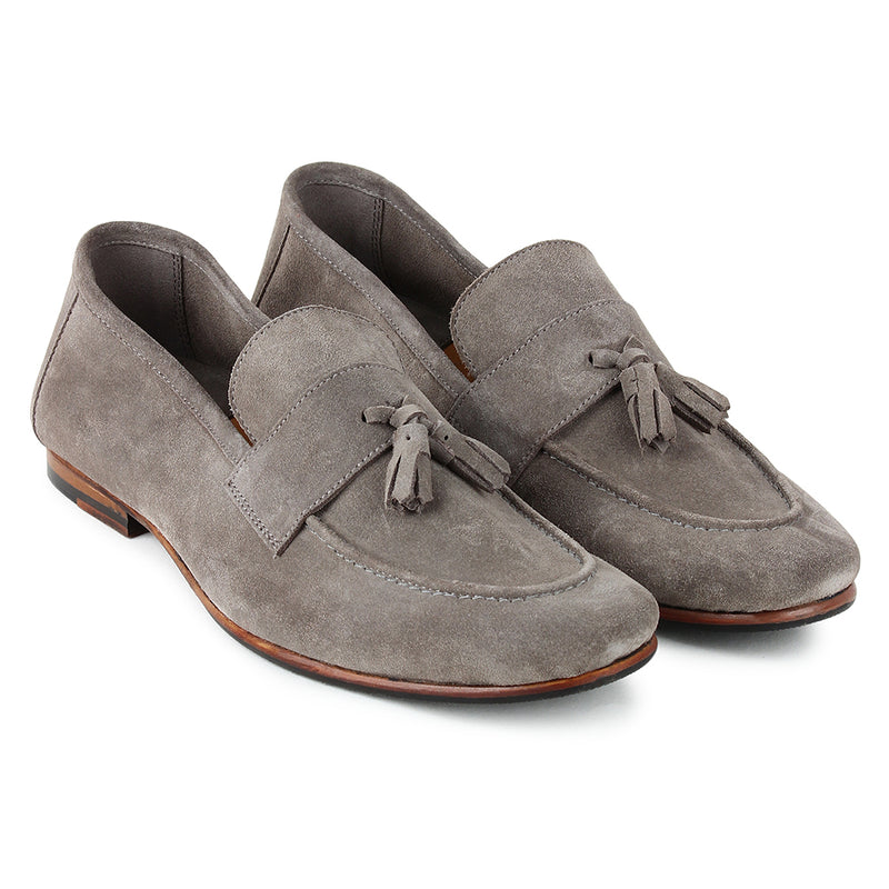 Grey Suede Unlined Supersoft City Tassel Loafers