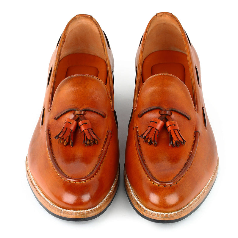Tan Glossed Classic Tassel Loafers