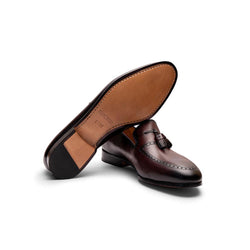 Burgundy Tassel Loafer With Punched Detail