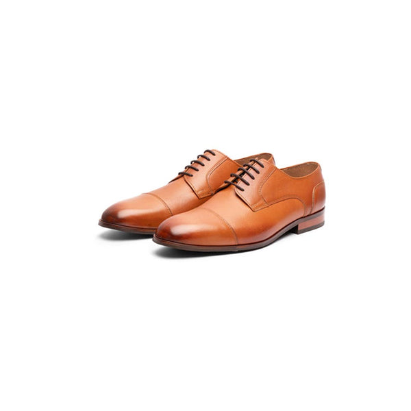 Tan Classic Captoe Classic Derby With Stacked Sole