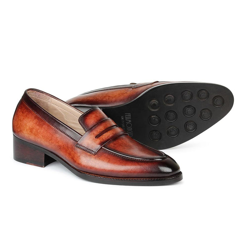Tan Marble Patina Penny Loafer With Dainite Sole
