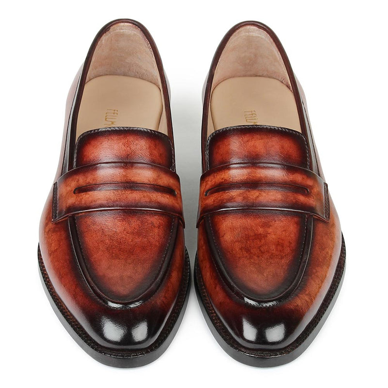 Tan Marble Patina Penny Loafer With Dainite Sole – FELLMONGER