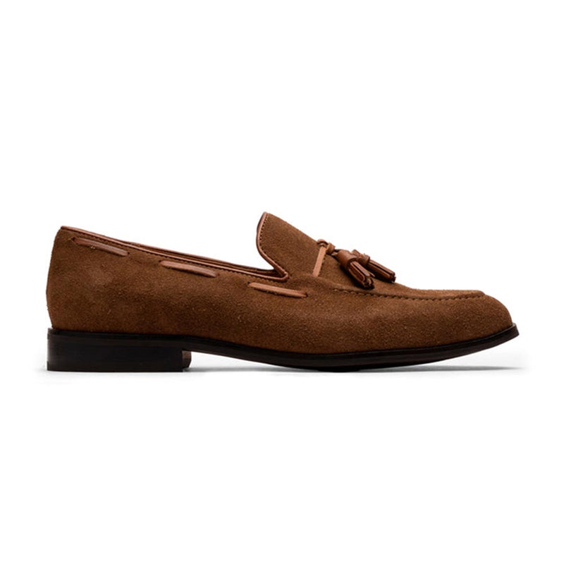 Tan Suede Loafer With Leather Tassels