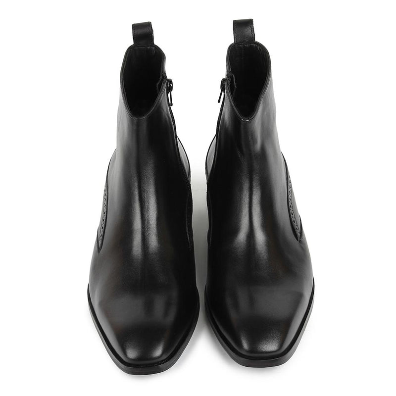 Black Modern Zip Boots