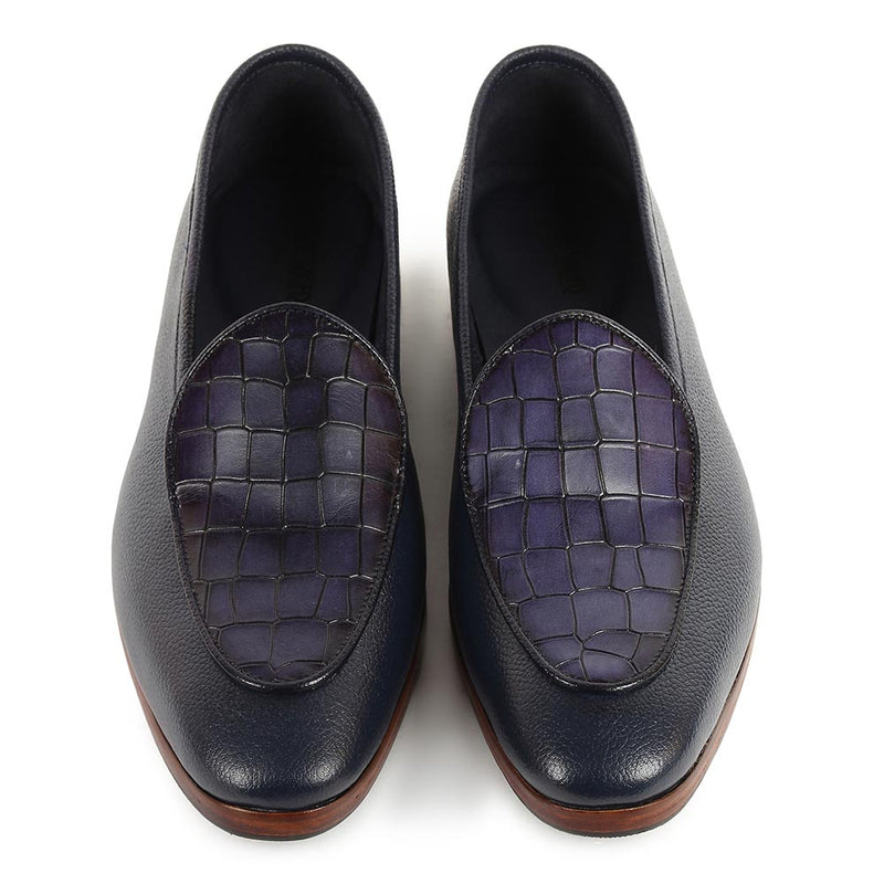 Blue Milled + Croco Belgain Loafers