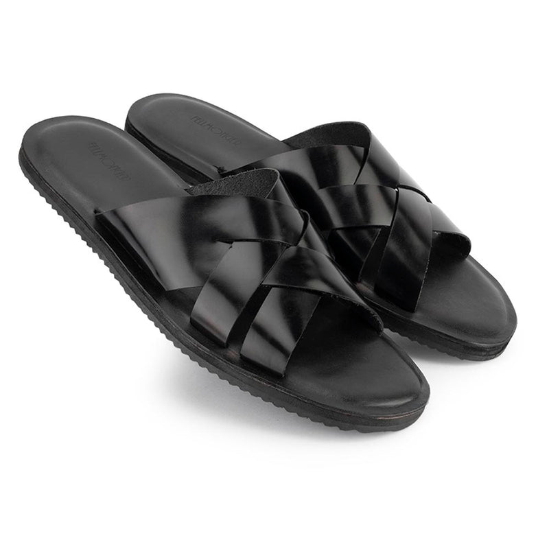 Black Glossy Leather Sandal