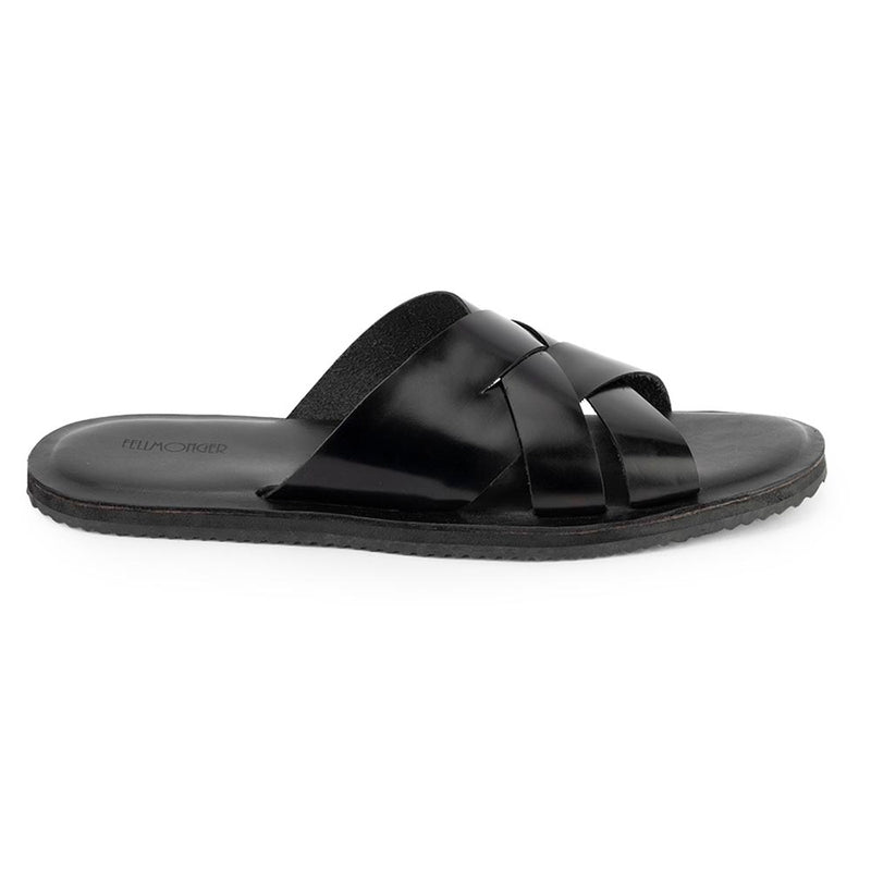 Black Glossy Leather Sandal