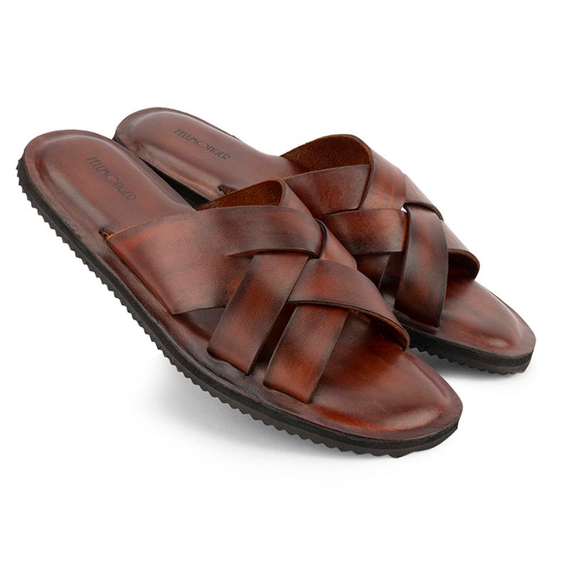 Tan Handpainted Leather Sandal