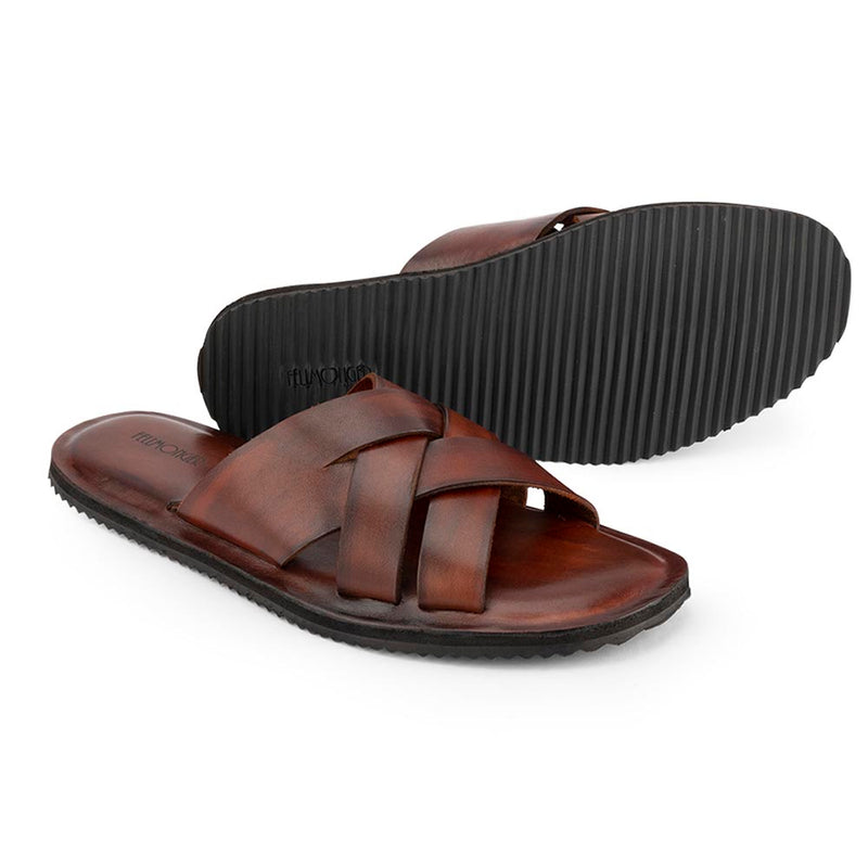 Tan Handpainted Leather Sandal