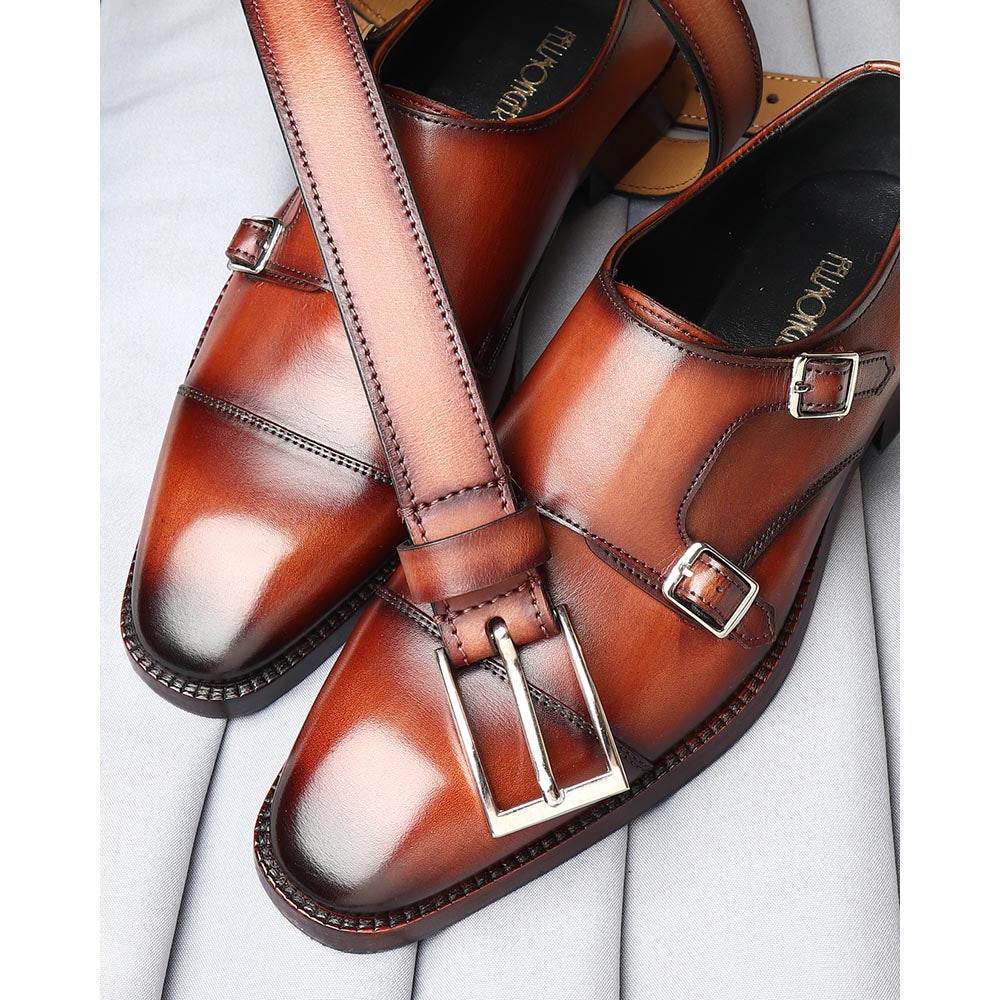 Combo- Tan Washed Patina Shoe + Belt – FELLMONGER