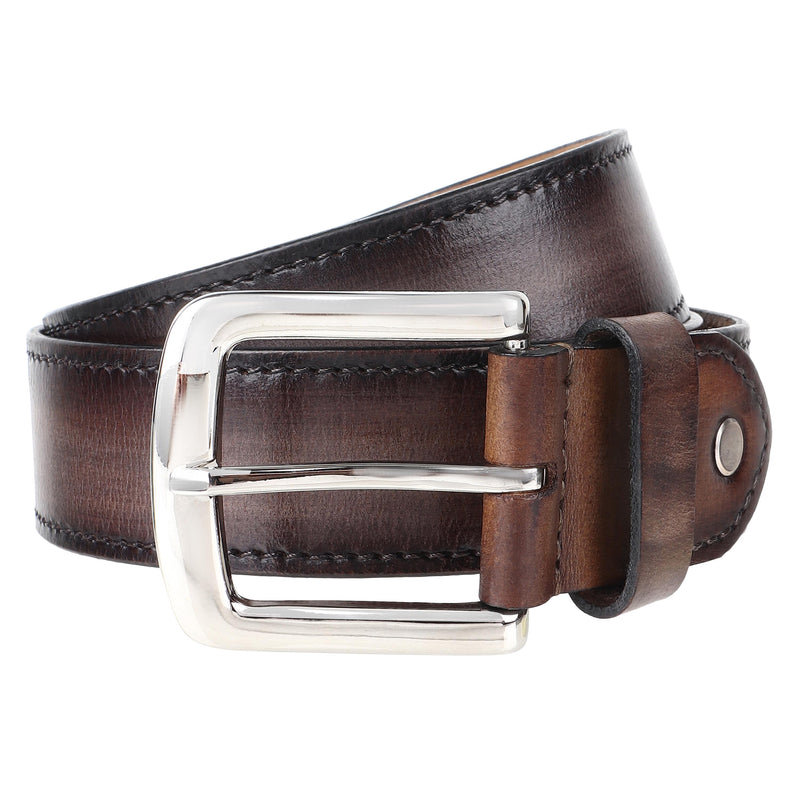 Charcoal Grey Handpainted Patina Leather Belt