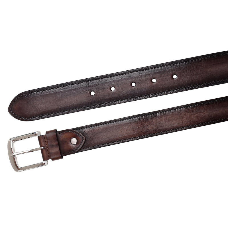 Charcoal Grey Handpainted Patina Leather Belt