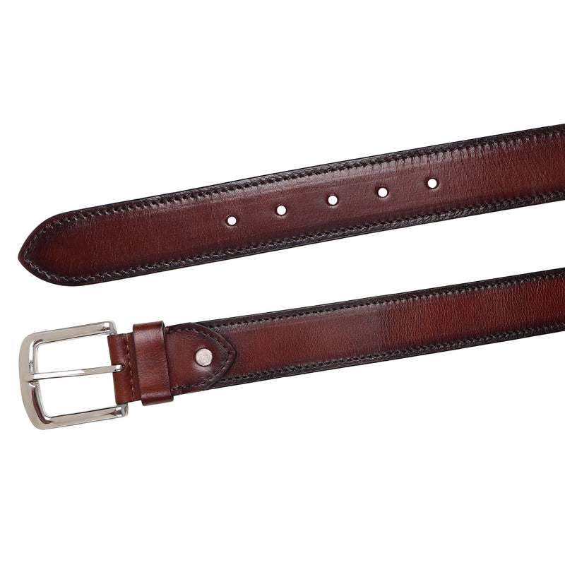 Dark Tan Handpainted Patina Leather Belt