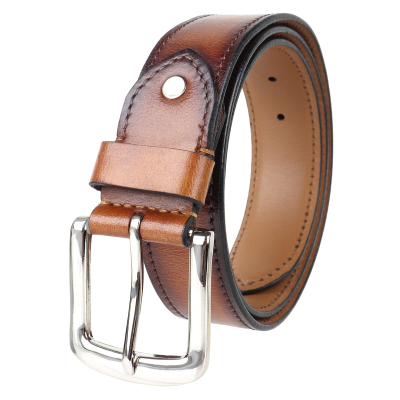 Tan Handpainted Patina Leather Belt