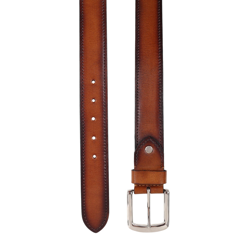 Tan Handpainted Patina Leather Belt