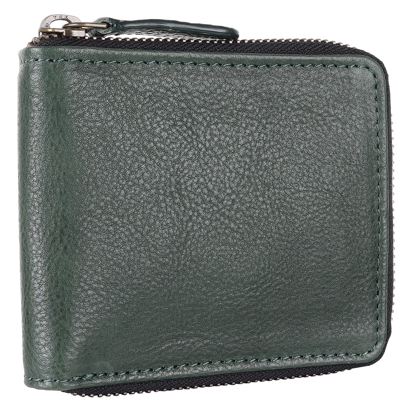 Men's Green Zip Around Leather Wallet