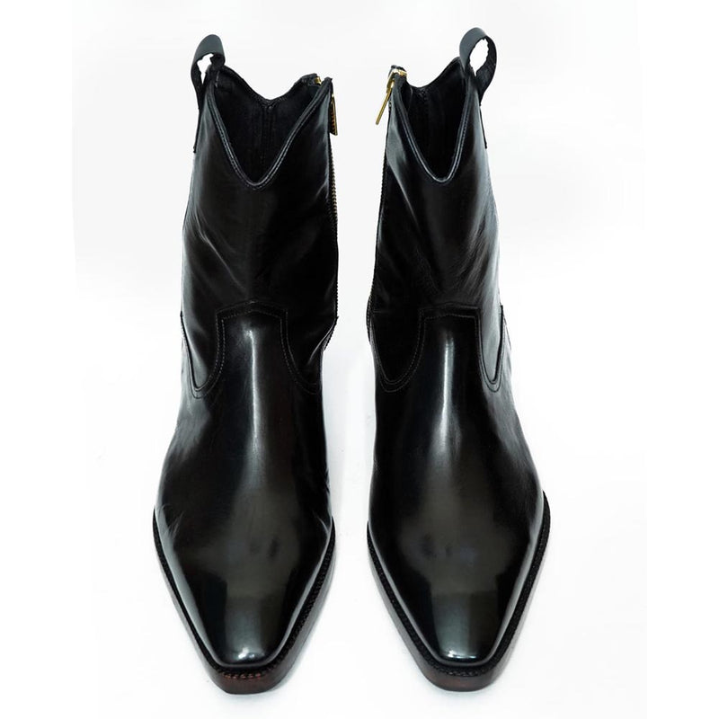 Black Mirror Glossed Classic Cowboy Long Boots
