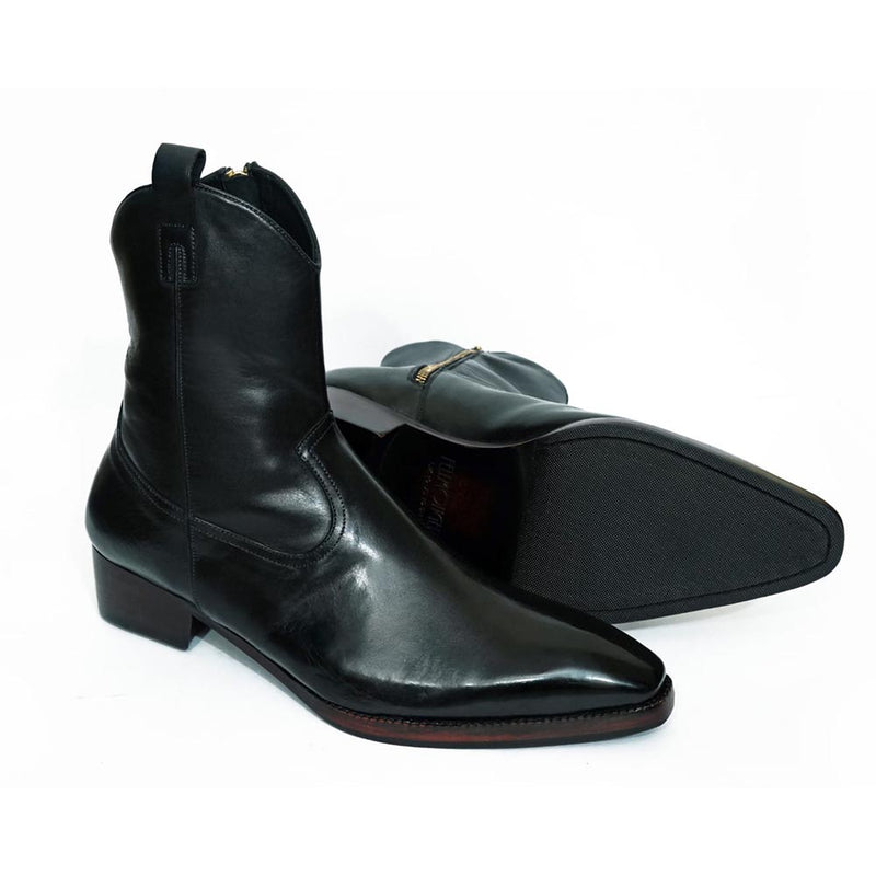 Black Mirror Glossed Classic Cowboy Long Boots
