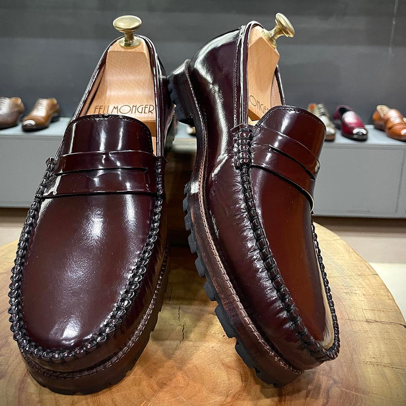 Burgundy Brushed Glossy Classic Moccasins