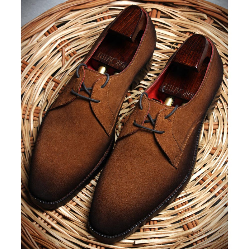 Tan Burnished Suede Two Eyelet Derby