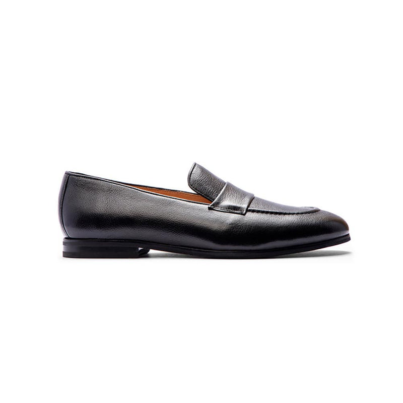 Black Milled Plain Saddle Belgian Slipon