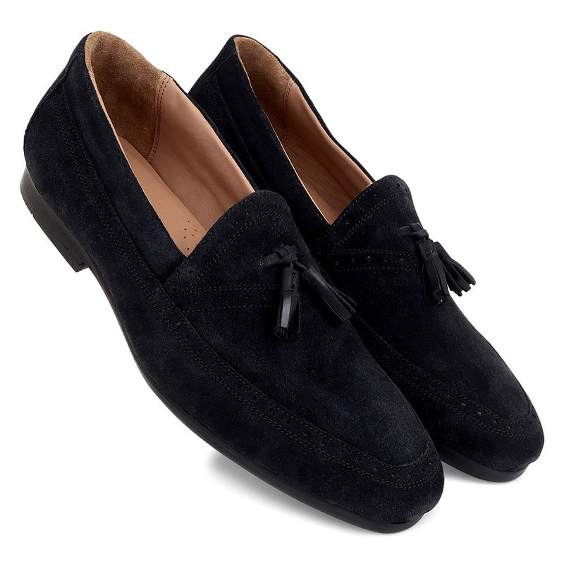 Black Suede Mocassins With Tassels