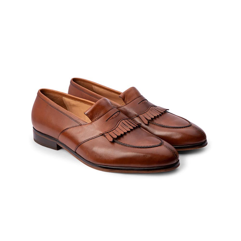 Brown Kiltie Full Saddle Loafers With Split Toe - Main Image