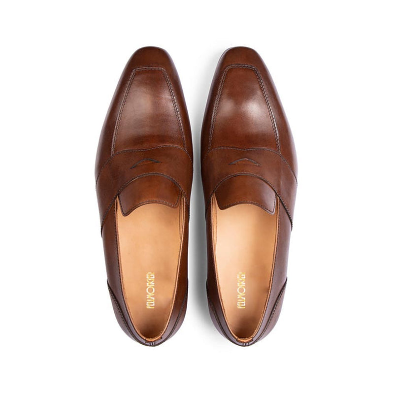 Brown Saddle Loafers With Apron Detail