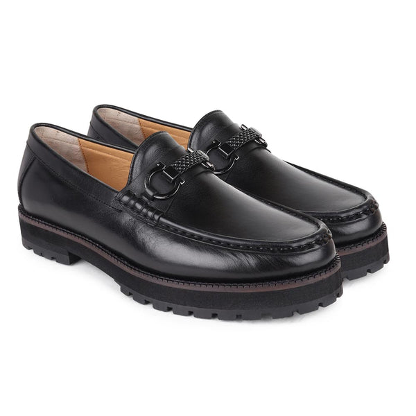 Black Mirror Glossed Buckle Mocassin with Extralight sole