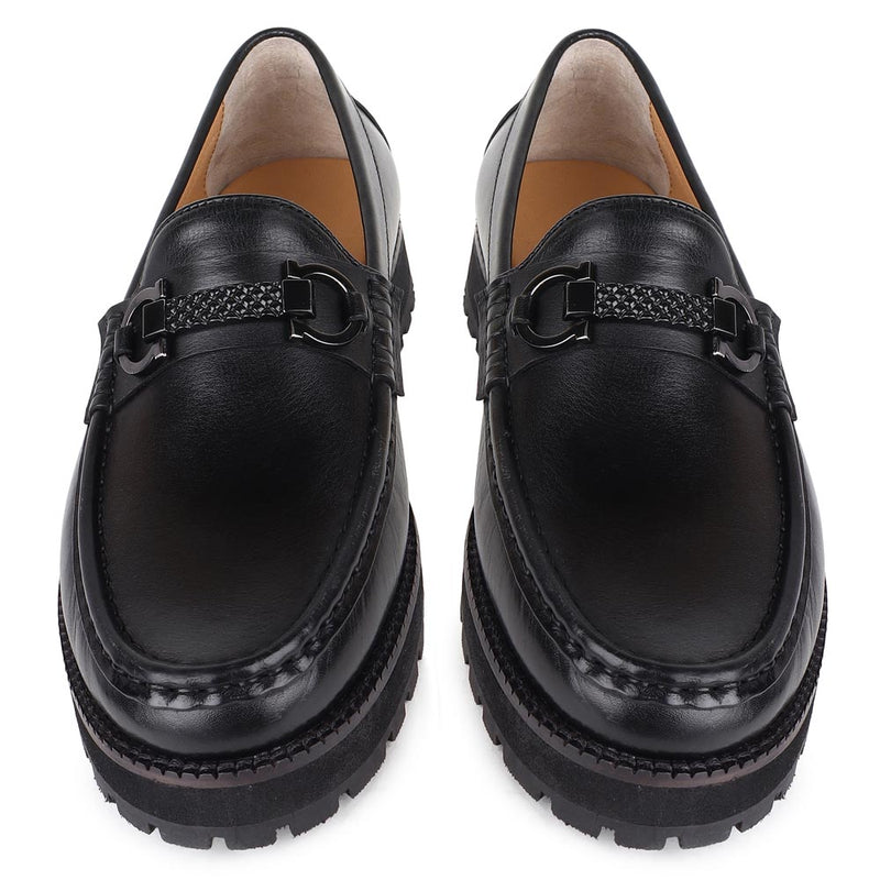 Black Mirror Glossed Buckle Mocassin with Extralight sole