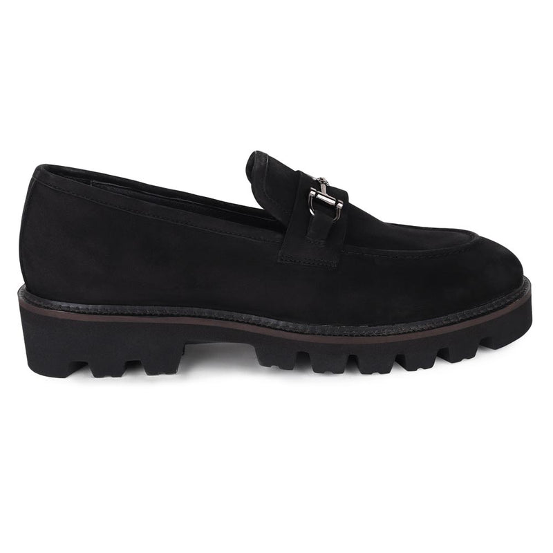 Black Nubuck Buckle Loafers with Extralight Chunky Sole