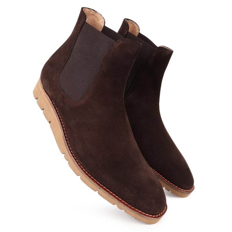 Brown Suede Chelsea Boots with Honey Extralight Sole