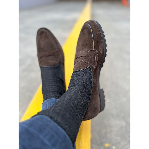 Brown Suede Classic Belgain Loafers with Extralight Lugged Sole
