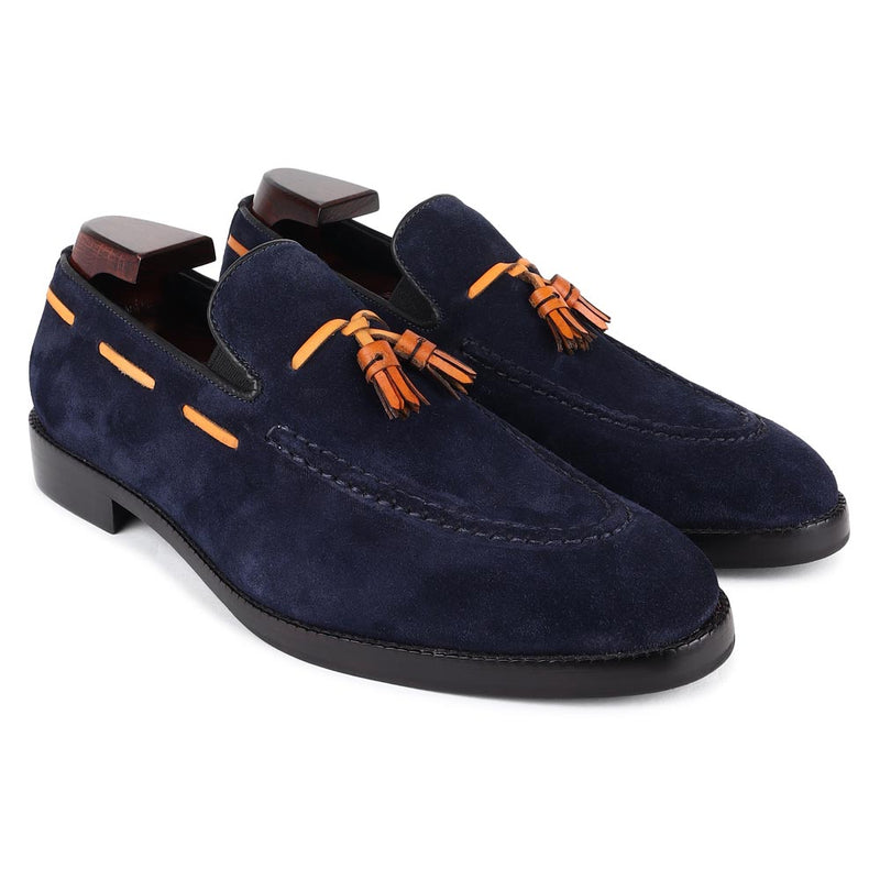 Navy Suede With Tan Tassel Classic Loafers