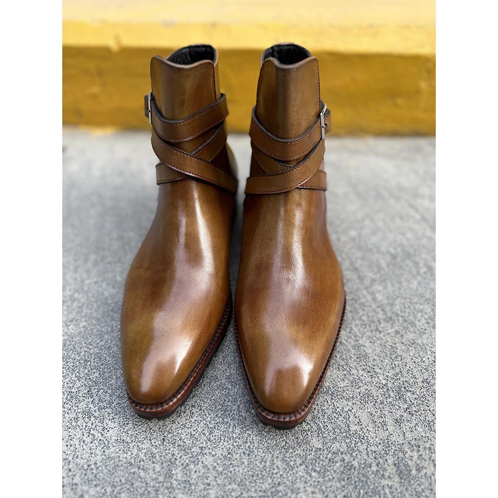 Olive Tan Mirror Glossed Jodhpur Boots - Main Image